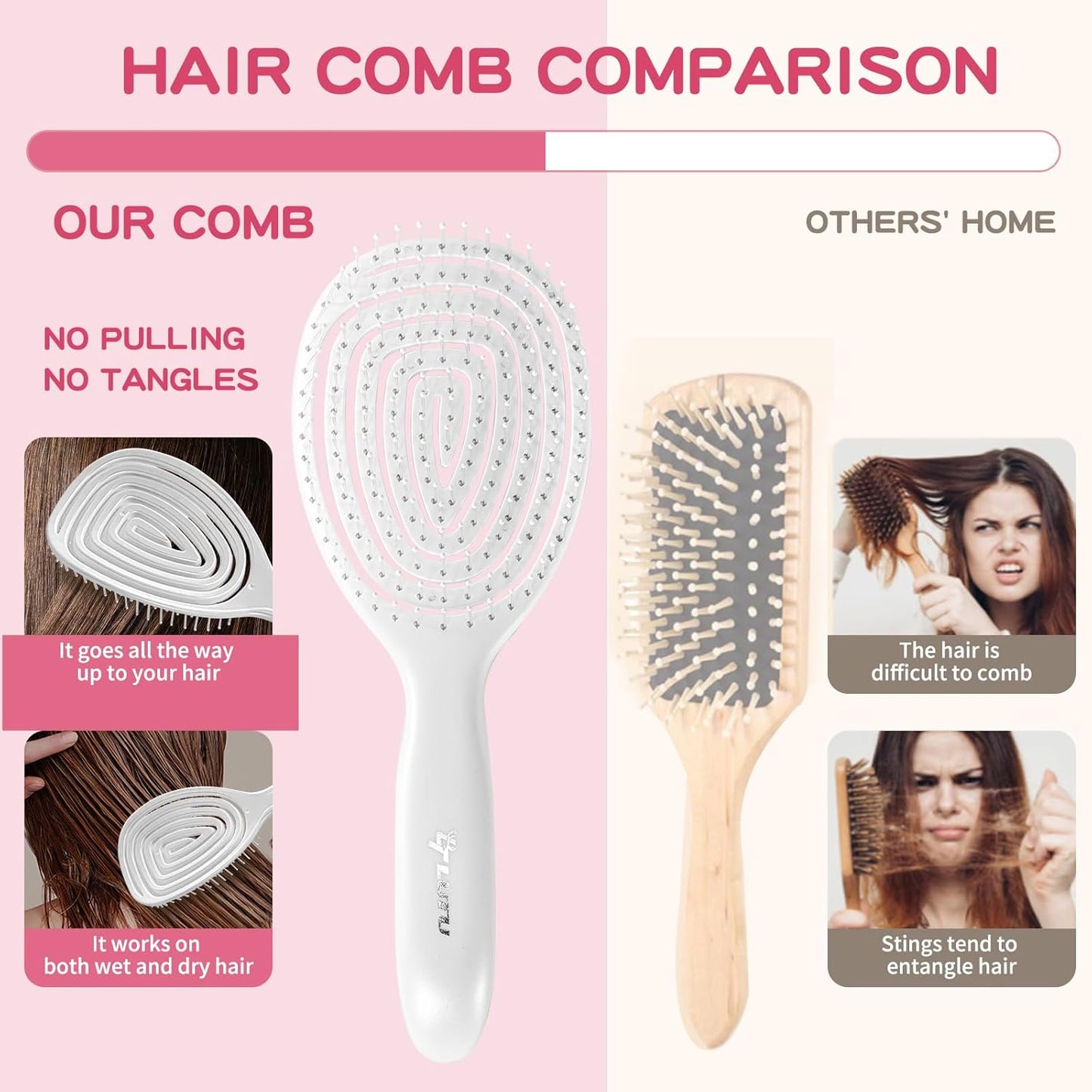 Shower Squeegee for Glass Doors, Bathroom Squeegee for Shower, Window Squeegee - Silver Comb and Squeegee Set for Hair Care and Glass Cleaning, by LTLUTU