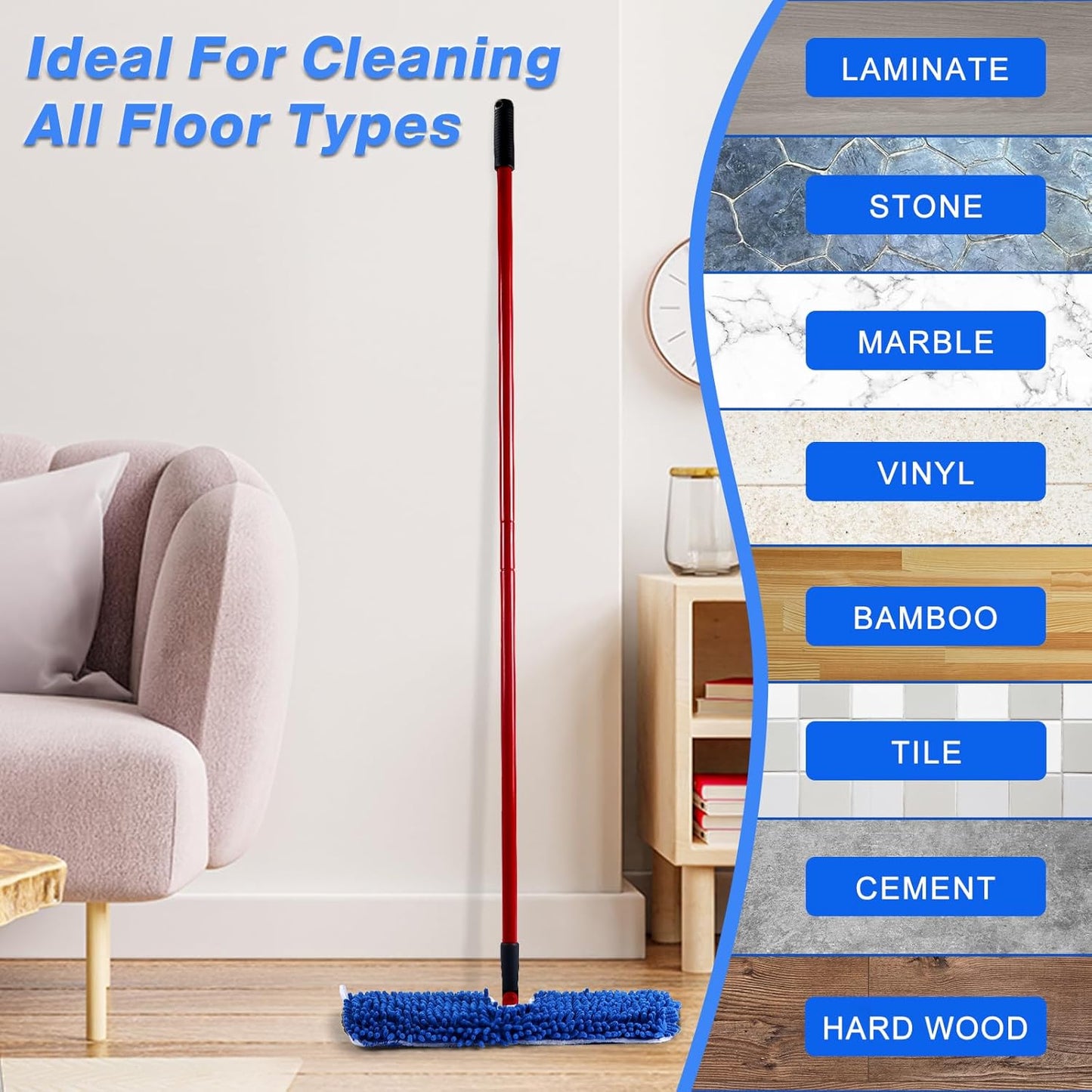 Mop Refill Heads Compatible with O Cedar Dual-Action Flip Mop,Microfiber Replacement Mop Heads for Dry/Wet Use,Washable& Reusable for All Floor Cleaning(3 Pack)