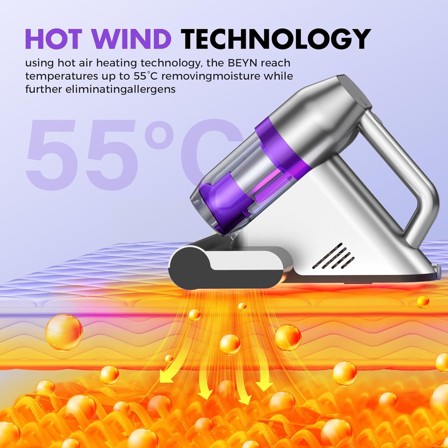 Bed Vacuum Cleaner, Mattress Vacuum Cleaner with UV & Ultrasonic, 16Kpa Suction Handheld Bed Vacuums with High Heating Tech, Effectively Clean Up Bed, Sofas, Pillows, Carpets, 500W(Corded)