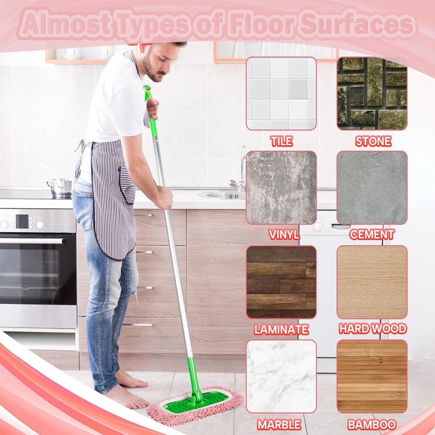 Reusable Microfiber Mop Pads for Swiffer Sweeper - Wet & Dry Cleaning Cloths - Mop Head Replacement Washable Refills for Household Floors