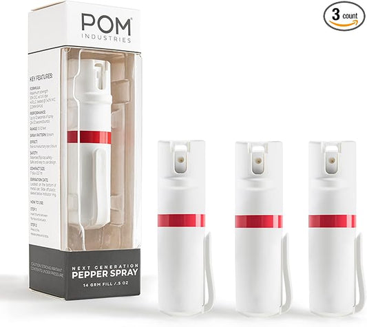 POM Pepper Spray Pocket Clip, Quick Flip Top Safety, Maximum Strength OC Formula with UV Marking Dye, Safe Compact and Tactical Design for Everyday Carry, 25 Bursts, 10 ft Range, 0.5 fl oz