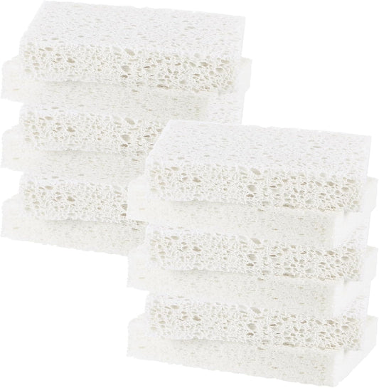 12-Pack Kitchen Sponges, Condense Eco Cellulose Non-Scratch Scrub Heavy Sponge for Kitchen/Household/Bathroom, Clean Tough Messes Dish Scrubber [White]