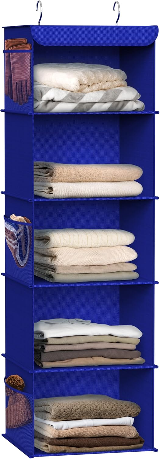 Simple Houseware 5 Shelf Hanging Closet Organizer, Dark Blue