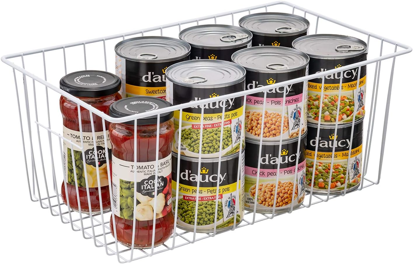 Wire Storage Baskets, Upright Freezer Organizer Bins - 3 Pack Freezer Baskets, Pantry Baskets For Kitchen Cabinets, Pantry, Closets, Bathroom, Office, White