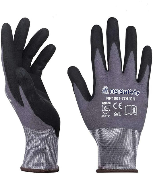 NP1001 Safety Work Gloves Comfort Stretch Fit Power Grip Smart Touch Durable Foam Coated