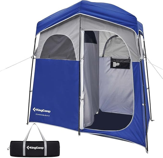 KingCamp Shower Tent, Large Portable 1/2 Room Dressing, Toilet and Changing Tents with Shower Bag & Floor for Camping & Travel
