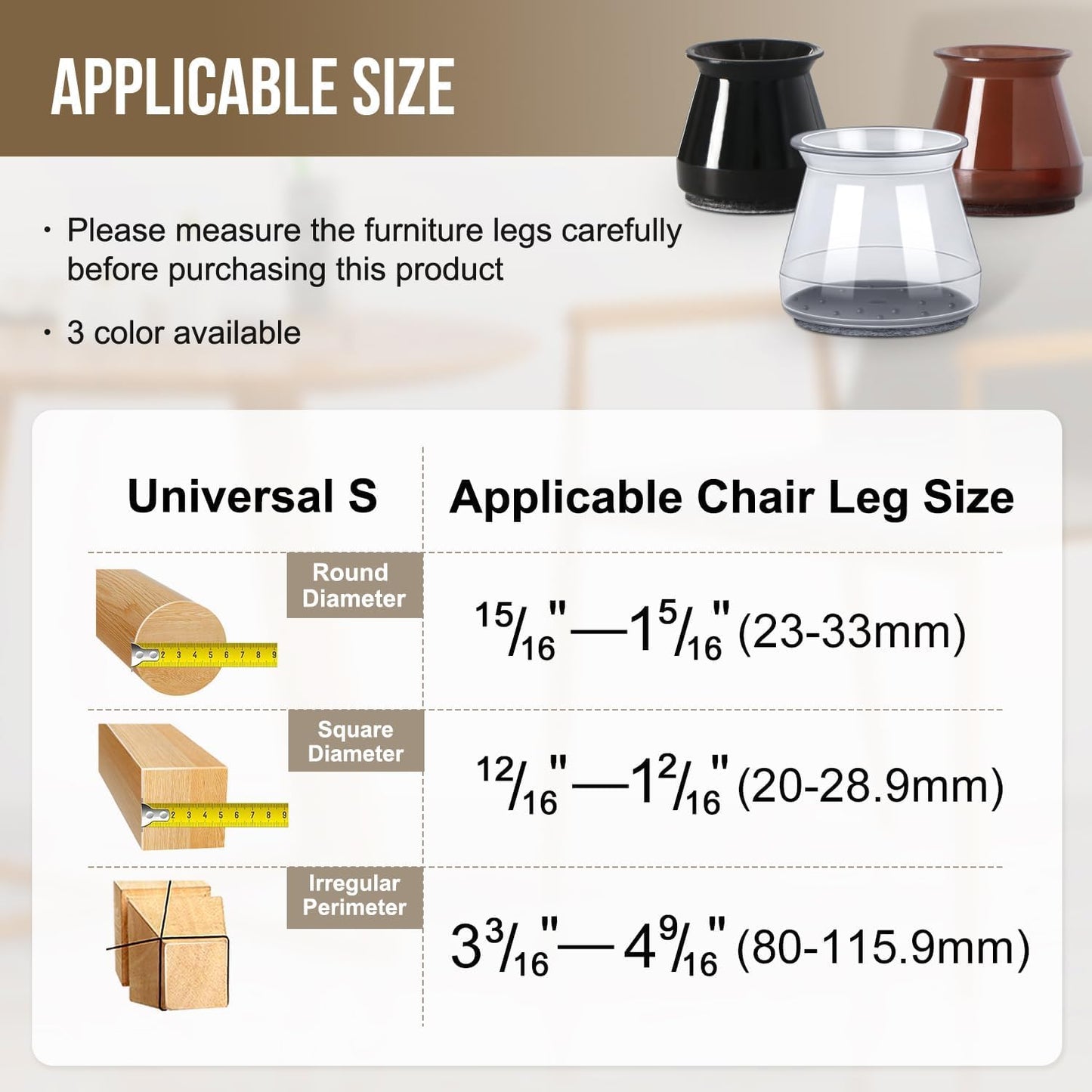BUMACO 40Pcs Chair Leg Floor Protectors Chair Leg Protectors for Hardwood Floors Silicone Pads Covers to Protect Floors Clear Universal S (15/16" to 1-5/16")