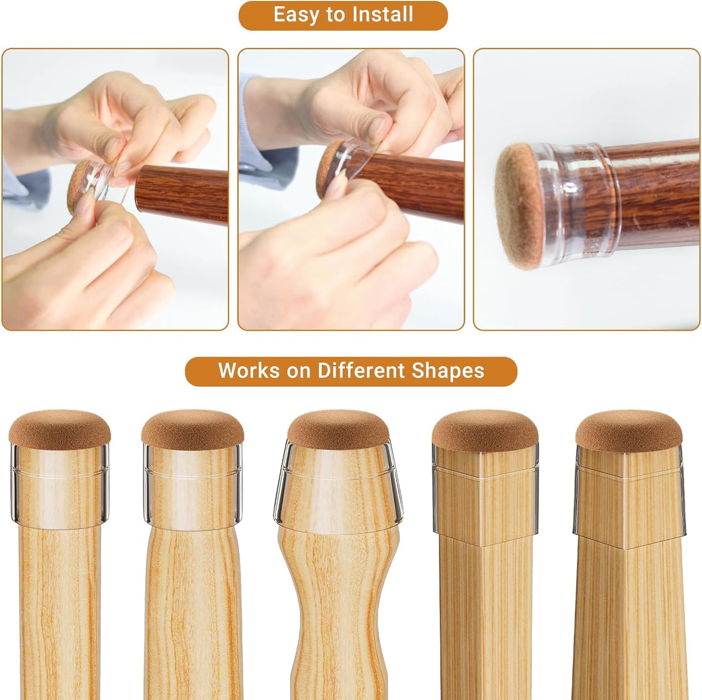 24 PCS Silicone Chair Leg Floor Protectors Small (0.8"-1") Rubber Felt Furniture Pads Chair Legs Caps/Covers for Hardwood Floors, Tile from Scratches & Reduce Noise - Round, Clear