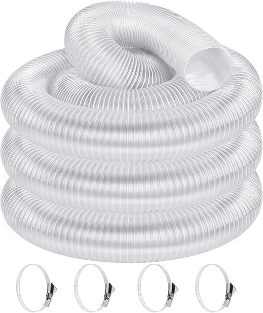 2 1/2" x 20' Heavy PVC Dust Collection Hose,Flexible Clear Debris and Fume Collection Hose with Stainless Steel Hose Clamps for Dust Collectors with 2 1/2" Ports, Ideal for Shop Vacuums