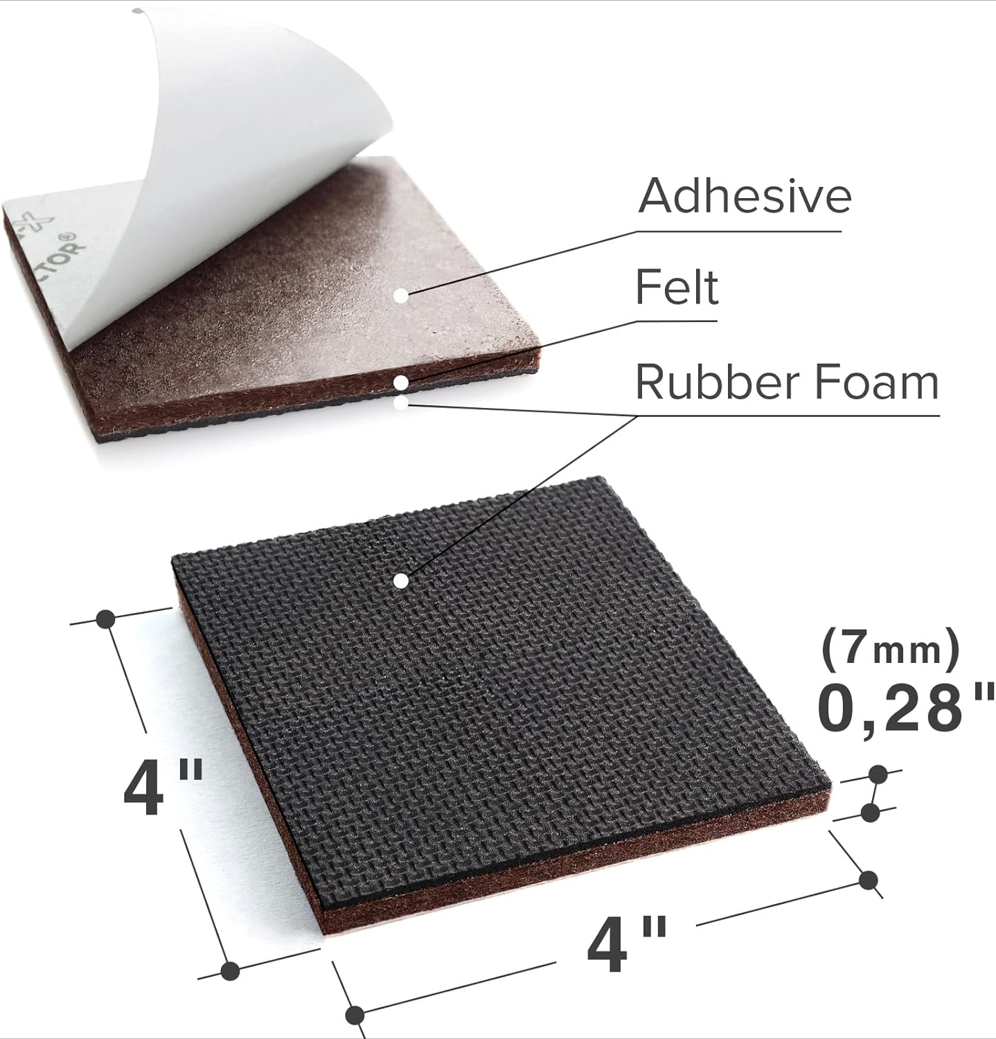 X-PROTECTOR Non Slip Furniture Pads - 8 pcs Premium Furniture Grippers 4"! Self-Adhesive Rubber Feet Furniture Feet - Ideal Non Skid Furniture Pad Floor Protectors - Keep Furniture in Place!
