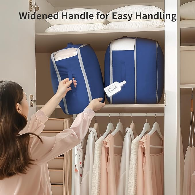 DIMJ Comforter Storage Bag 6 Pack - Blanket Storage Organizer Compression Bags, Large Capacity Ultra Space Saving Self Compression Organize for Bedding, Pillow, Duvet, Sheet Storage with Zipper Window