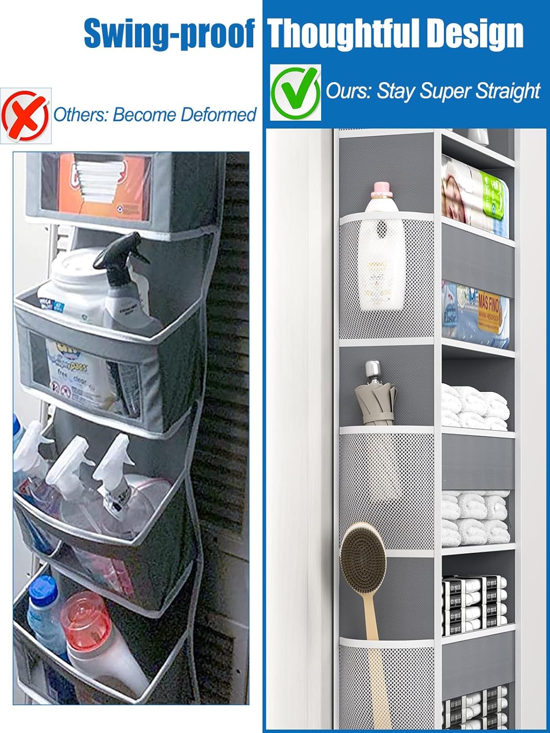 Over The Door Storage Organizer, RV Bathroom Organizer, Over The Door Organizer Camper Storage and Organization, 5 Shelf Hanging Over Door Organizer for Camper, Bathroom, Bedroom, Closet