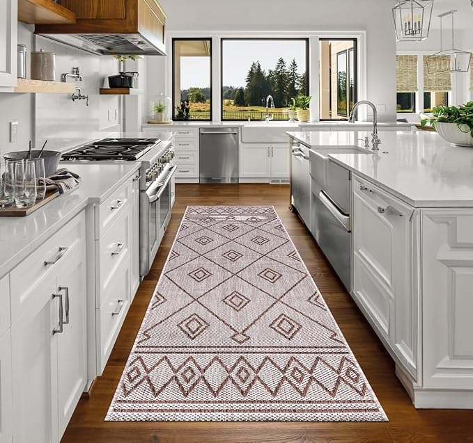 Keen Home Design Terrace Outdoor Runner Rug - 2x10 Washable Indoor/Outdoor Rug for Patio, Kitchen, Balcony, Beach, Garden, Deck and Porch, Size: 2'2"x9'11"