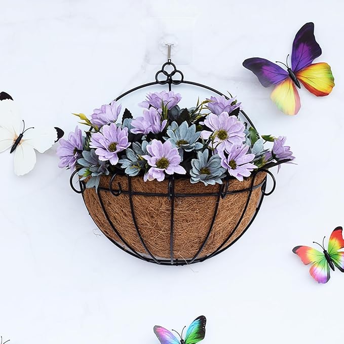 Tosnail 2 Pack Metal Wall Hanging Planter Basket with Coco Liner - Great for Indoor or Outdoor Plants