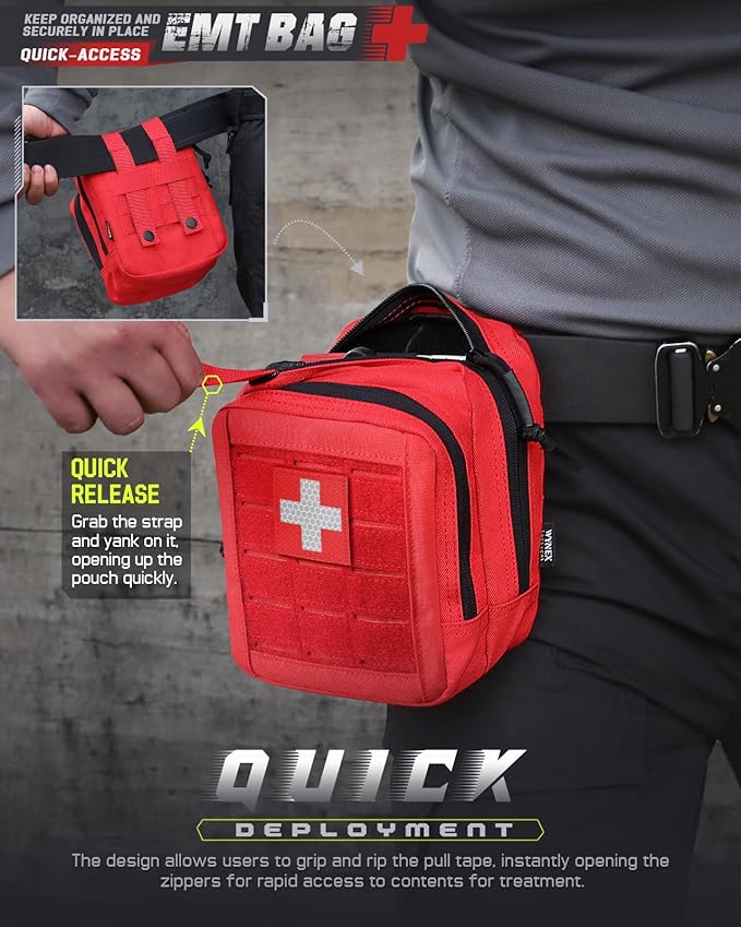 WYNEX Molle Admin Pistol Pouch for Concealed Carry, Tactical EDC Belt Pouch Gun Bag Utility Tool EMT Organizer Pouch Medical CCW with Universal Pistol/Elastic Holster