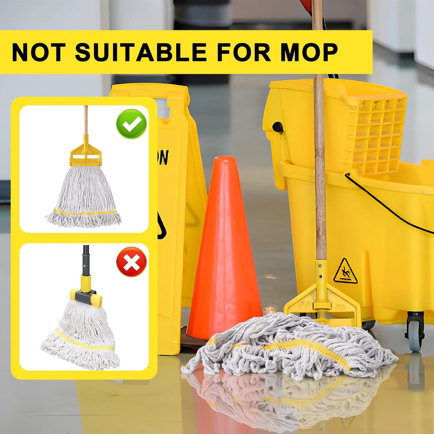 KeFanta 3 Pack Heavy Duty Commercial Mop Head Replacement,Looped End String Cotton Mop Heads,Industrial Wet Mops Refill for Floor Cleaning