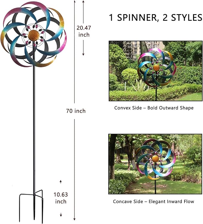Wind Spinners Outdoor for Yard and Garden Large Colorful Metal Wind Sculptures Kinetic Windmills Decoration 70x20 Inches