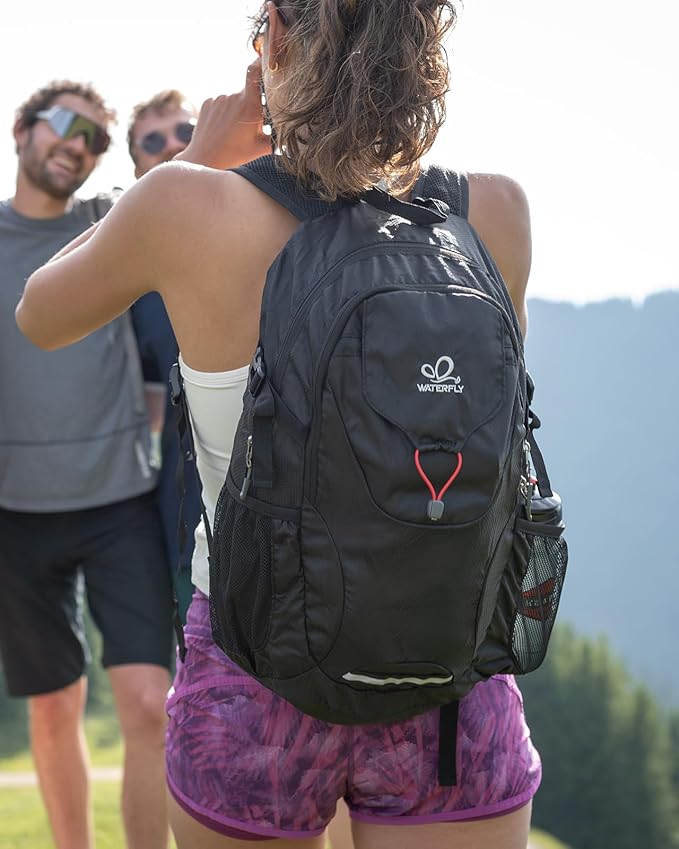 WATERFLY Lightweight Packable Hiking Backpack: 30L Foldable Travel Daypack Ultralight Camping Day Pack for Woman Man