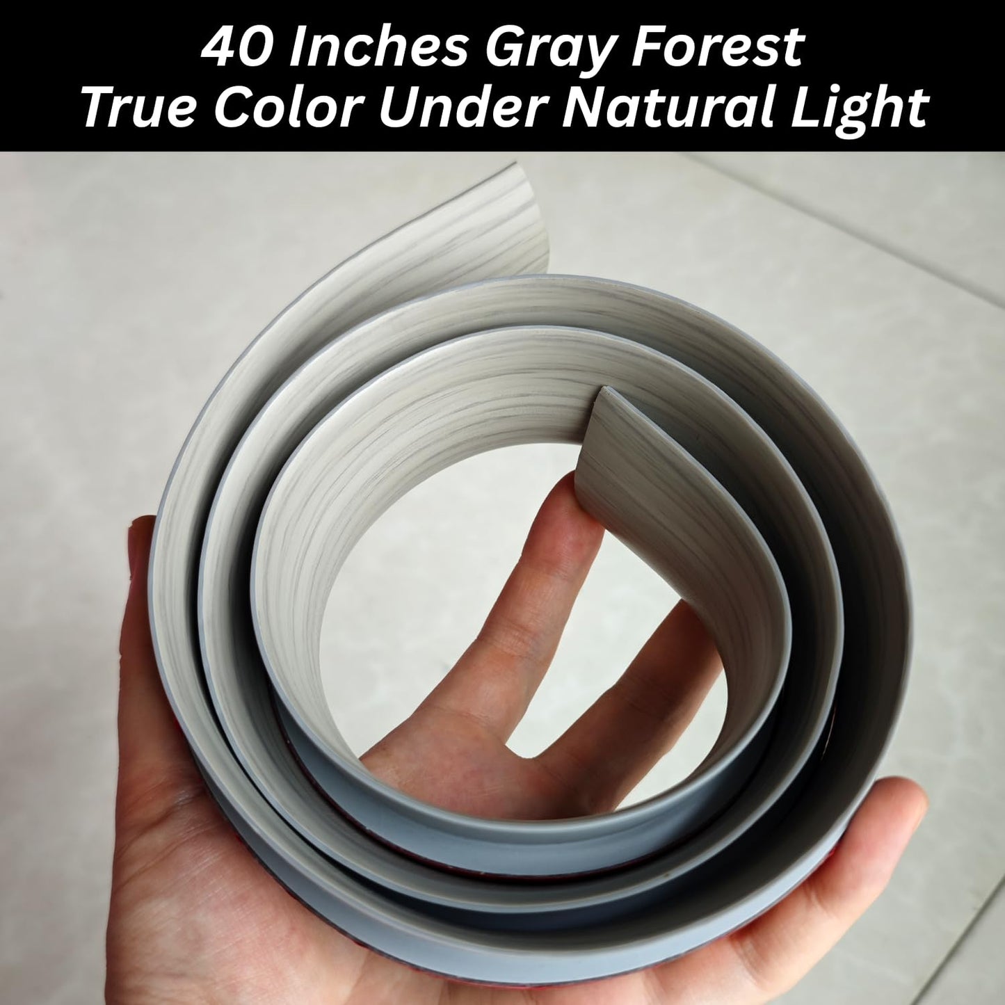 Floor Transition Strip Self Adhesive Carpet Wood Tile Vinyl Flooring Laminate Transition Cover Edge Trim Gap Doorway Threshold for Uneven Floors Heights Within 5 mm (40 inches, Gray Forest)