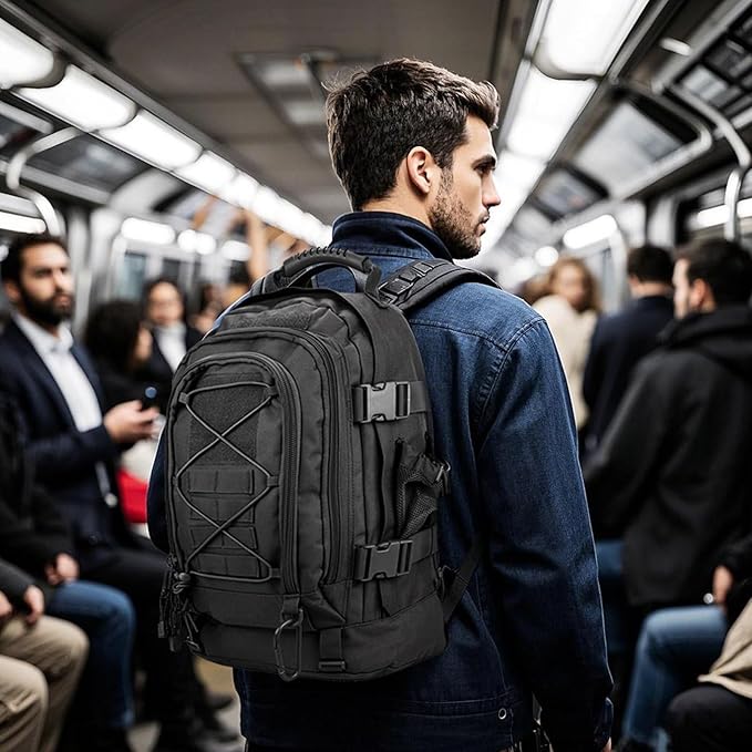 Tactical Backpack Military Army Daypack - Assault Pack for Men Molle Backpacks Bug Out Bag 3 Day Pack for Hiking Camping Travel Hunting Rucksack Trekking Black