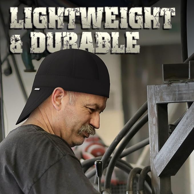YESWELDER Welding Cap, All Black Style 7-5/8", Heat-Resistant Reversible Durable Protective Welders Cap