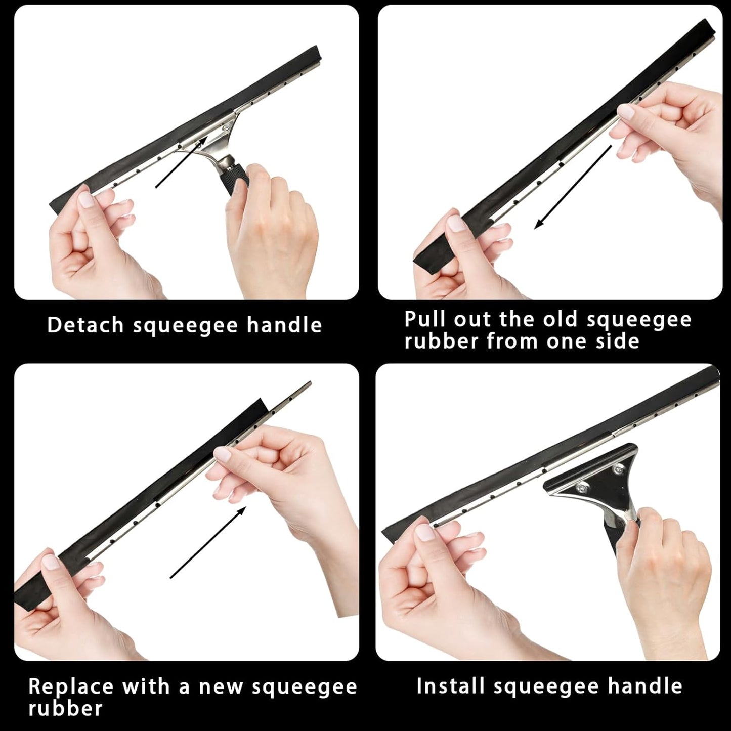 Squeegee Replacement Rubber 41 Inch Squeegee Rubber Replacement Black Squeegee Rubber Silicone Squeegee Blade Squeegee Refill Blades Head for Windows Glass Cleaning Shower Doors