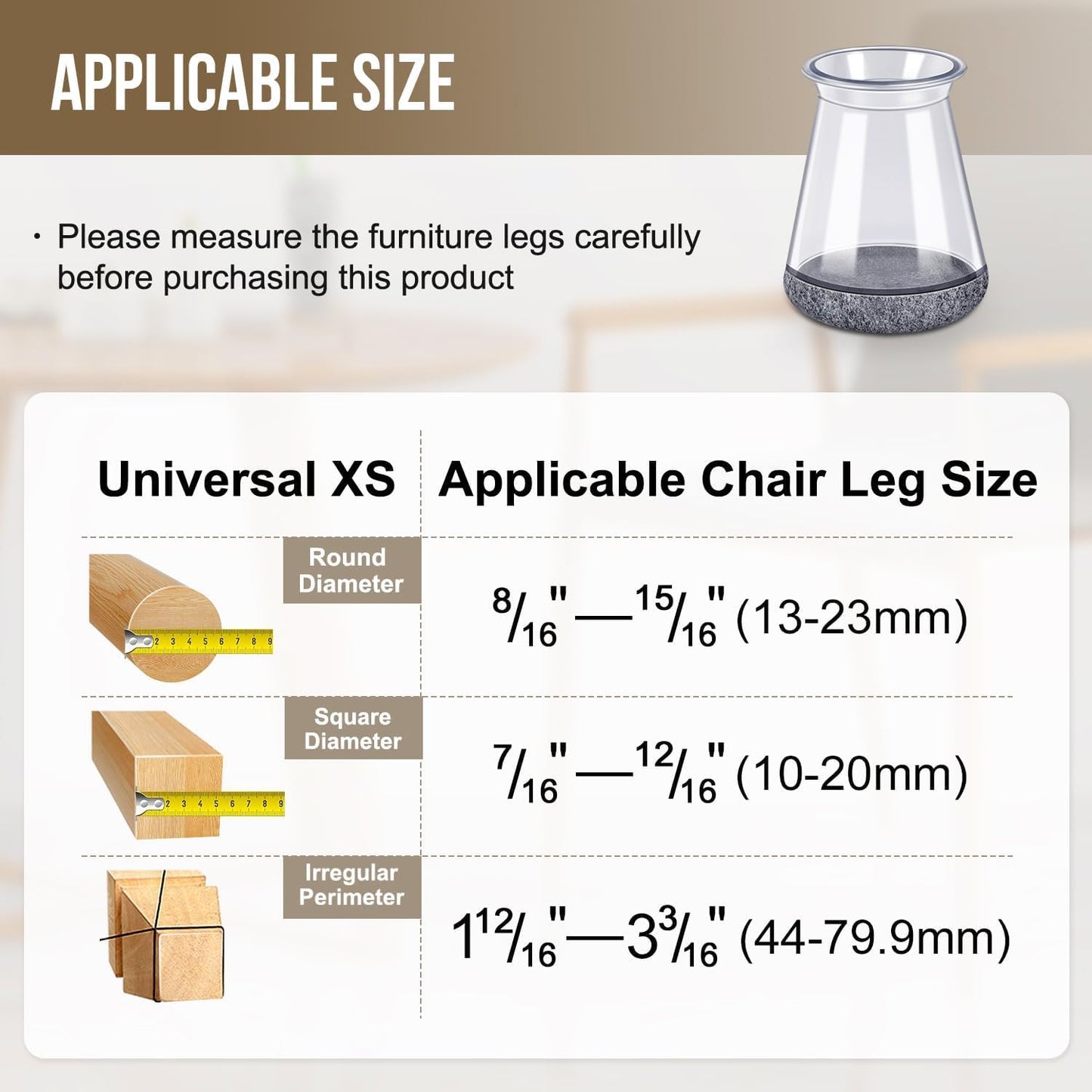 40 Pack Extra Small Chair Leg Floor Protectors Silicone Covers to Protect Floors Universal XS Clear Fit (8/16"-15/16")