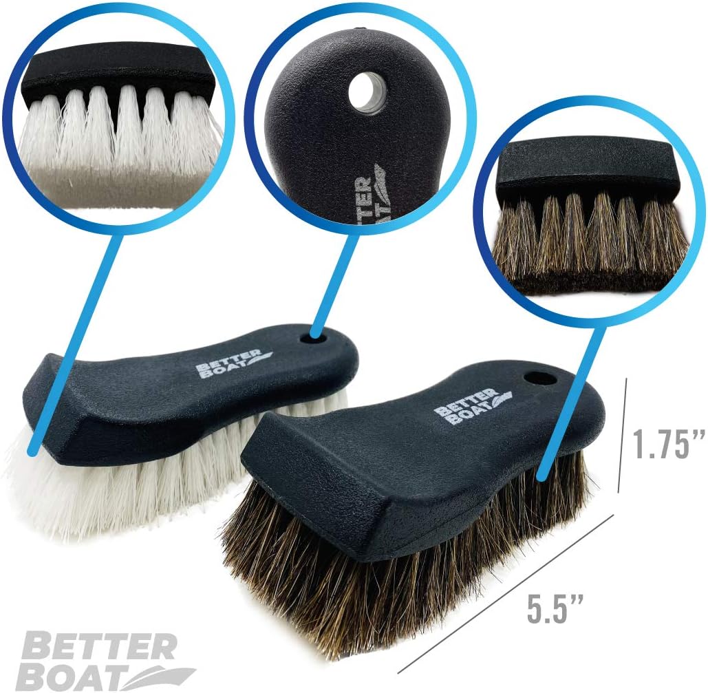 Upholstery Brush Set, Carpet and Car Cleaning Brushes, Horsehair Detailing Brush for Upholstery Cleaner, Leather, Interior, Boat, Couch, and Sofa Cleaning