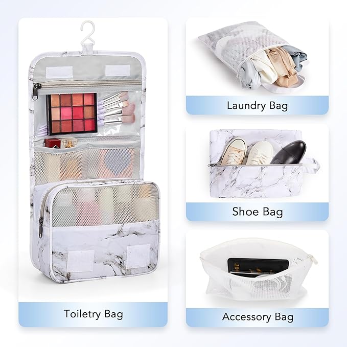 10 Set Compression Packing Cubes for Travel Essentials,Compressible Expandable Packing Cubes for Suitcase,OlarHike Luggage Organizer Bags for Travel,Handy Helper for Organizing Clothes(White Marble)