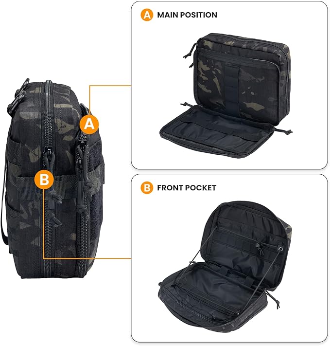 EXCELLENT ELITE SPANKER Tactical Molle Admin Pouch Utility Organizer EDC Medical Bag Utility EDC Tool Pouch with Shoulder Strap Attachment Pouches Waist Bag