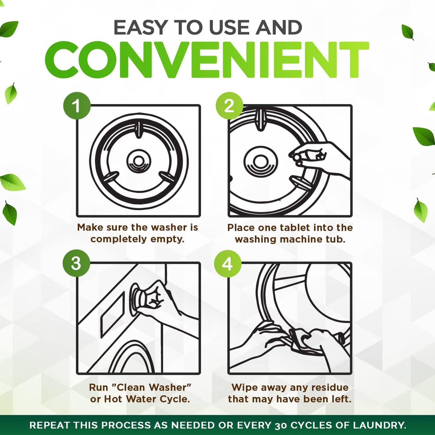 Renuv Heavy Duty Washing Machine Cleaner Descaler Tablets - Deep Cleaning for Front Load or Top Load Washer, 6 Pack