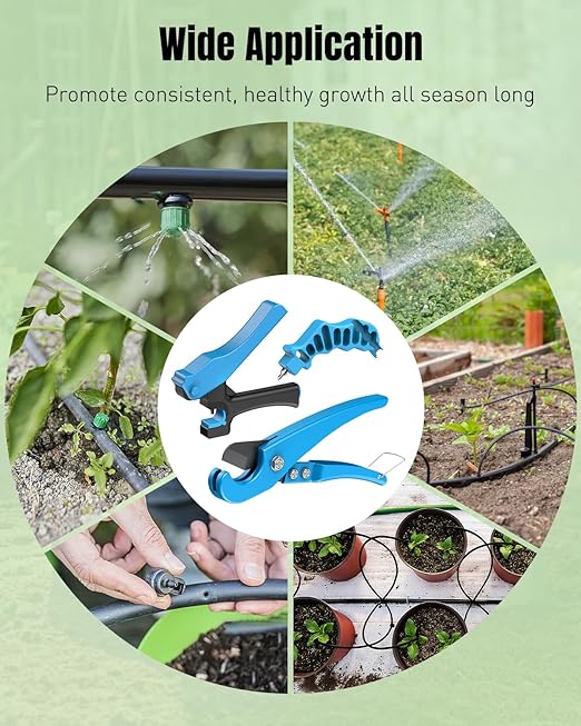 Pawfly Drip Irrigation Hole Punch Tool & Tubing Cutter Kit, Drip Irrigation Punch Tool for 16-20 mm PE Tubing, Drip Punch Tools & Cutter with 150 Barbed Connectors for Sprinkler Setup