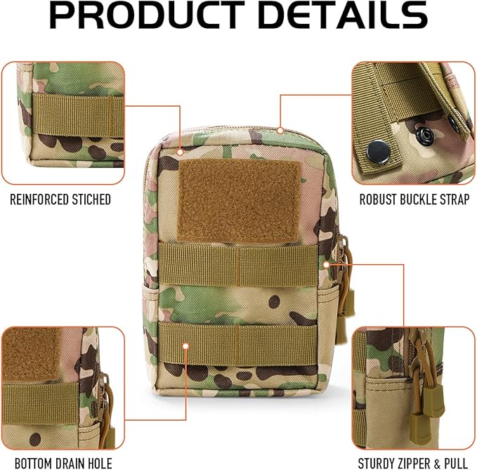 Gogoku 3 Pack Molle Pouch Combo Water Bottle Pouch Holder Tactical Molle Pouches Compact Utility Waist Bag Pack