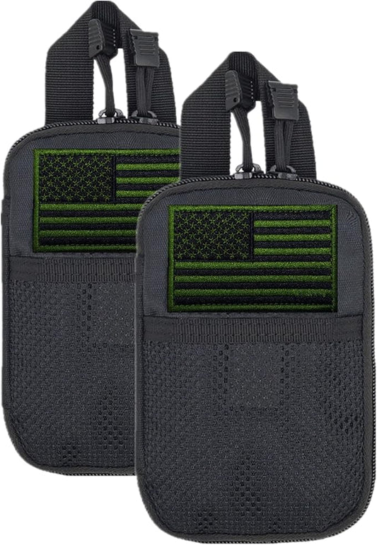 edc pouch multifunctional tactical bag molle bag accessory bag mobile phone bag, tactical belt pouch, men's belt bag, outdoor sports travel hiking waterproof bag with American flag embroidery patch