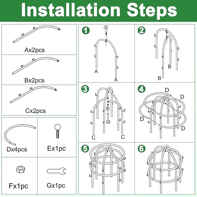 2 Pcs Jardin Bird Cage Plant Support 25" H Large Sturdy Grow-Through Flower Support Peony Cage Climbing Plant Support Trellis Sculptural Garden Decor for Perennial Flowers Vintage Gold