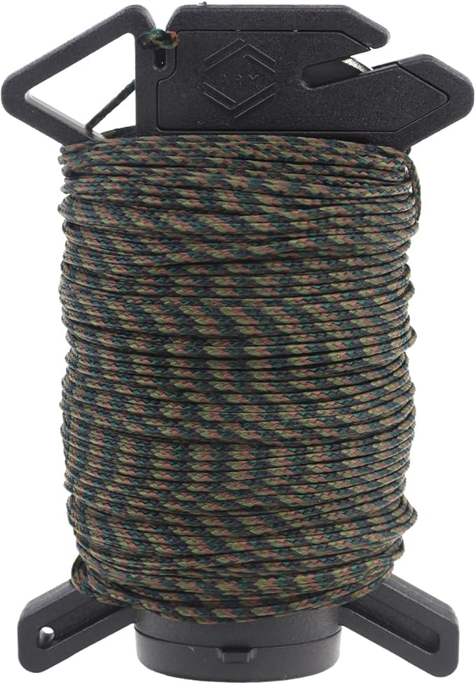 Atwood Rope Ready Rope™ Micro Cord Dispenser 125ft 100lb Test, Camping Gear Survival Tool, Built in Storage, Cutting Blade, Cord Grip, Gear Loop, Made in USA