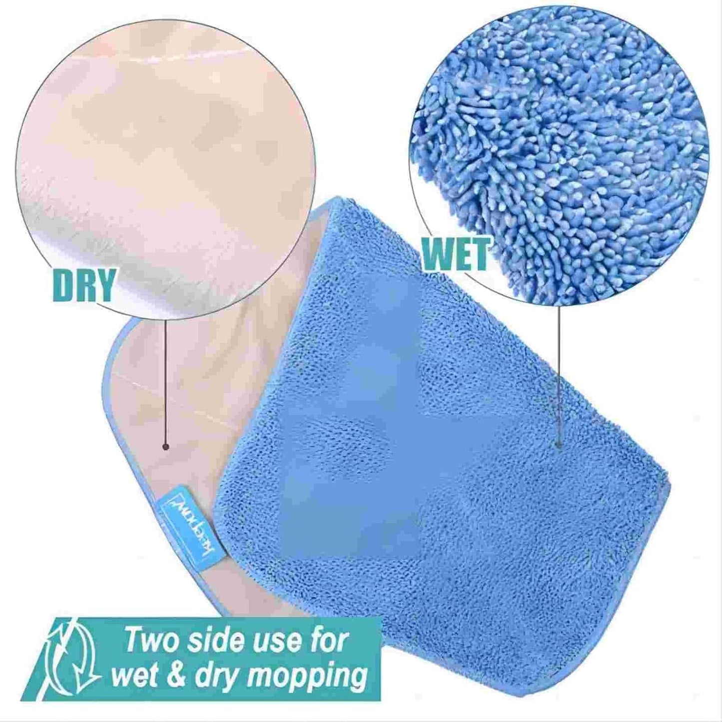 KEEPOW Microfiber Mop Cloth Refills Compatible with MR.SIGA Professional Microfiber Mop, Double Side use, Wet & Dry Mopping, Pack of 8