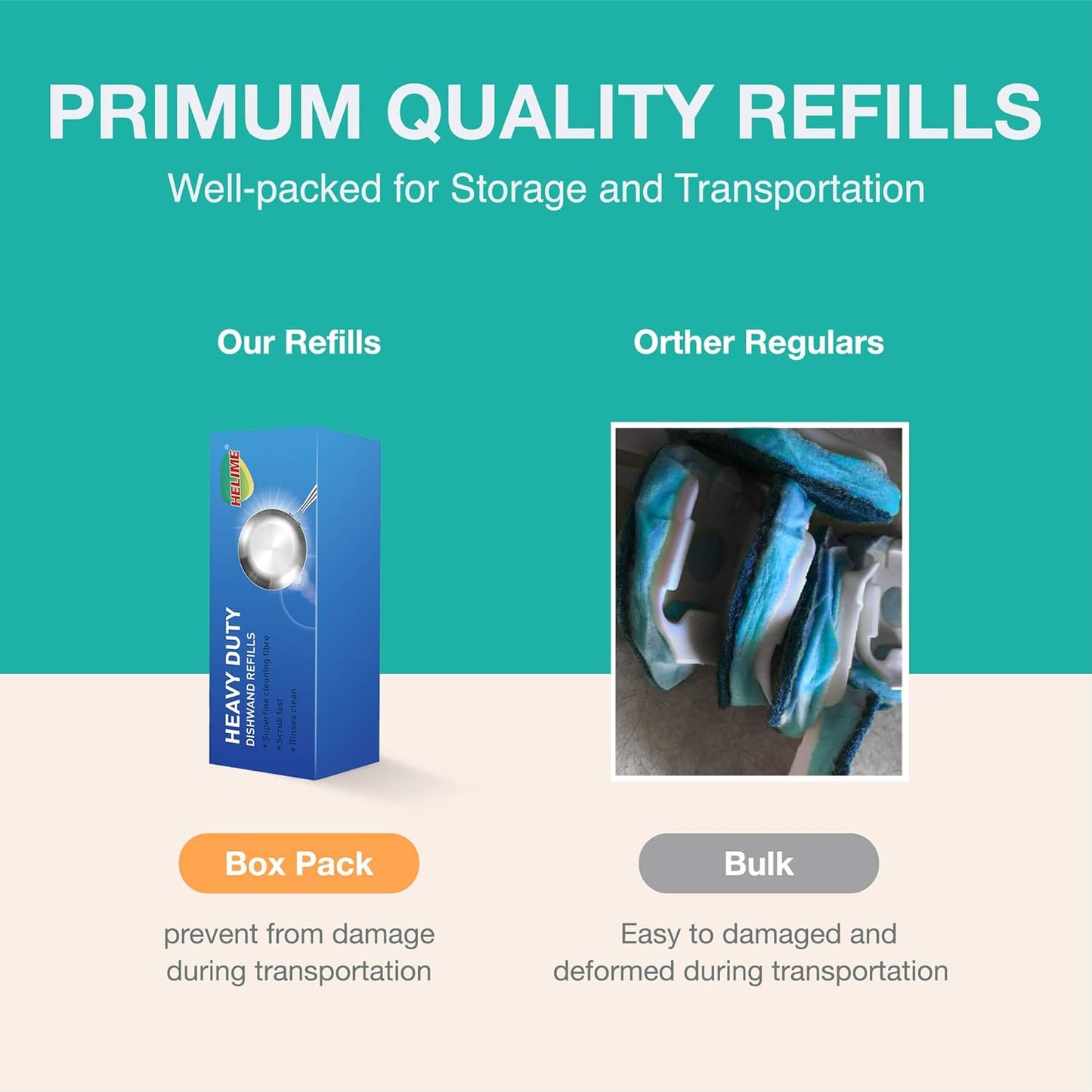 Non Scratch Dishwand Refill with Handle, 6 Heavy Duty Dish Wand Refills, Replacement Sponge Heads Set, Soap Control Dispenser Scrubbers, Dishwashing Scrub Dispensing Brush, Dishwasher Cleaning Tool