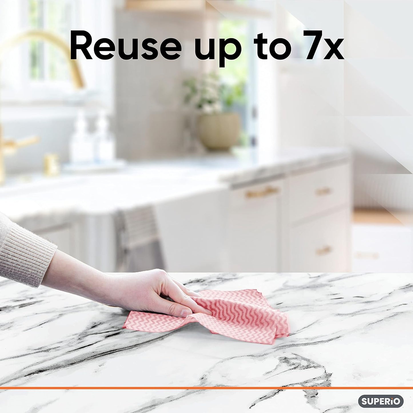 Superio Handy Wipes For Kitchen - Red Reusable Multi-Purpose Heavy-Duty Cleaning cloth for house, Bathroom, and office. Disposable Dish Towel (60)