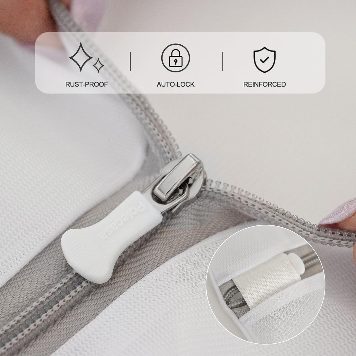 Polecasa 3Pcs Extra Durable Fine Mesh Laundry Bags with Sturdy Zipper for Delicates, Protect Clothes in Washing Machine, Laundry Room Essentials for College, Dorm (1 Large, 1 Medium, 1 Small)