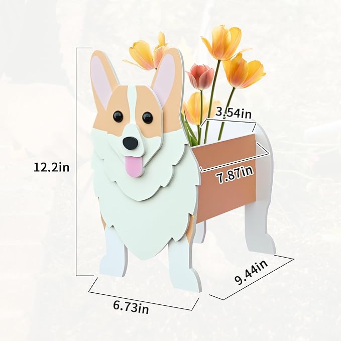 Corgi Dog Planter, Pet Shape Garden Pots Plant Pots for Indoor/Outdoor Gardens Decoration, Cute, Surprise Gifts/Souvenirs for Pet Lovers