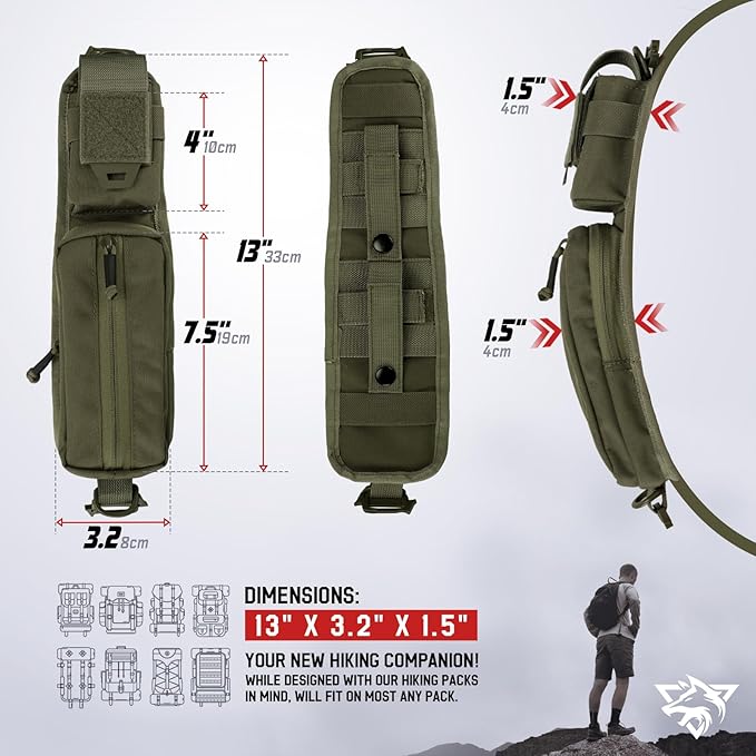 WYNEX Molle Accessories Pouch of Double Zipper Pocket Version, Backpack Strap Pouch Shoulder Strap Molle Attachment Tactical Accessories Bag Shoulder Starps Zipper Pocket Additional Phone Holder