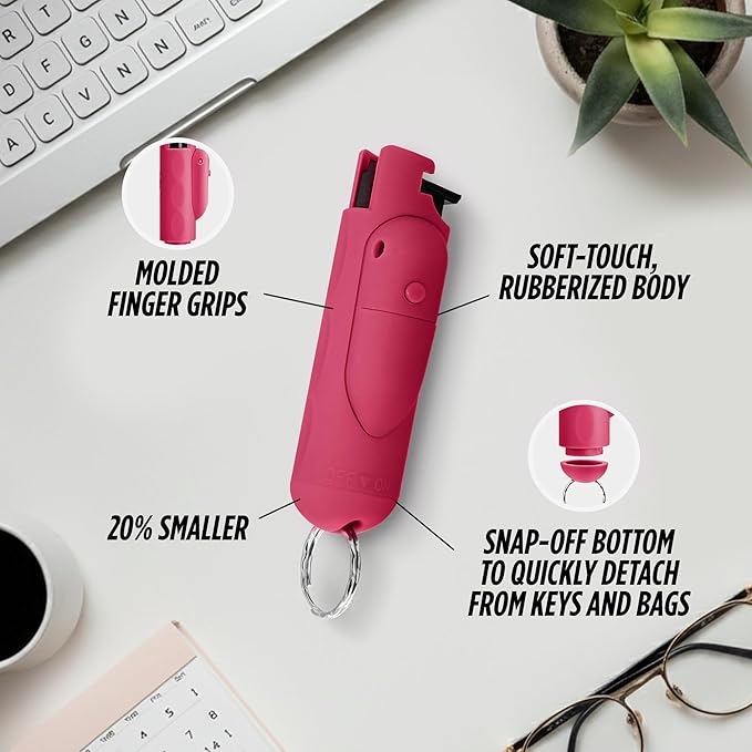 Guard Dog Security AccuFire 2 - Laser Sight Pepper Spray Self Defense - 20% Smaller - Instant Release - 16 Feet Safety Range - Maximum Strength - Finger Grips - Soft Touch Body