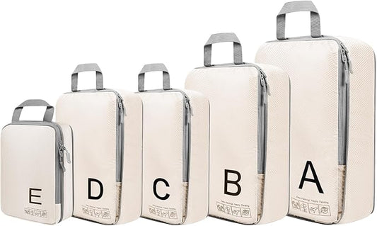 Compression Packing Cubes for Travell Fabric Packing Cubes with Smooth Zippers, Space-Saving Compression Bags for Travell, Luggage Organizers for Clothes, Shoes, and Accessories