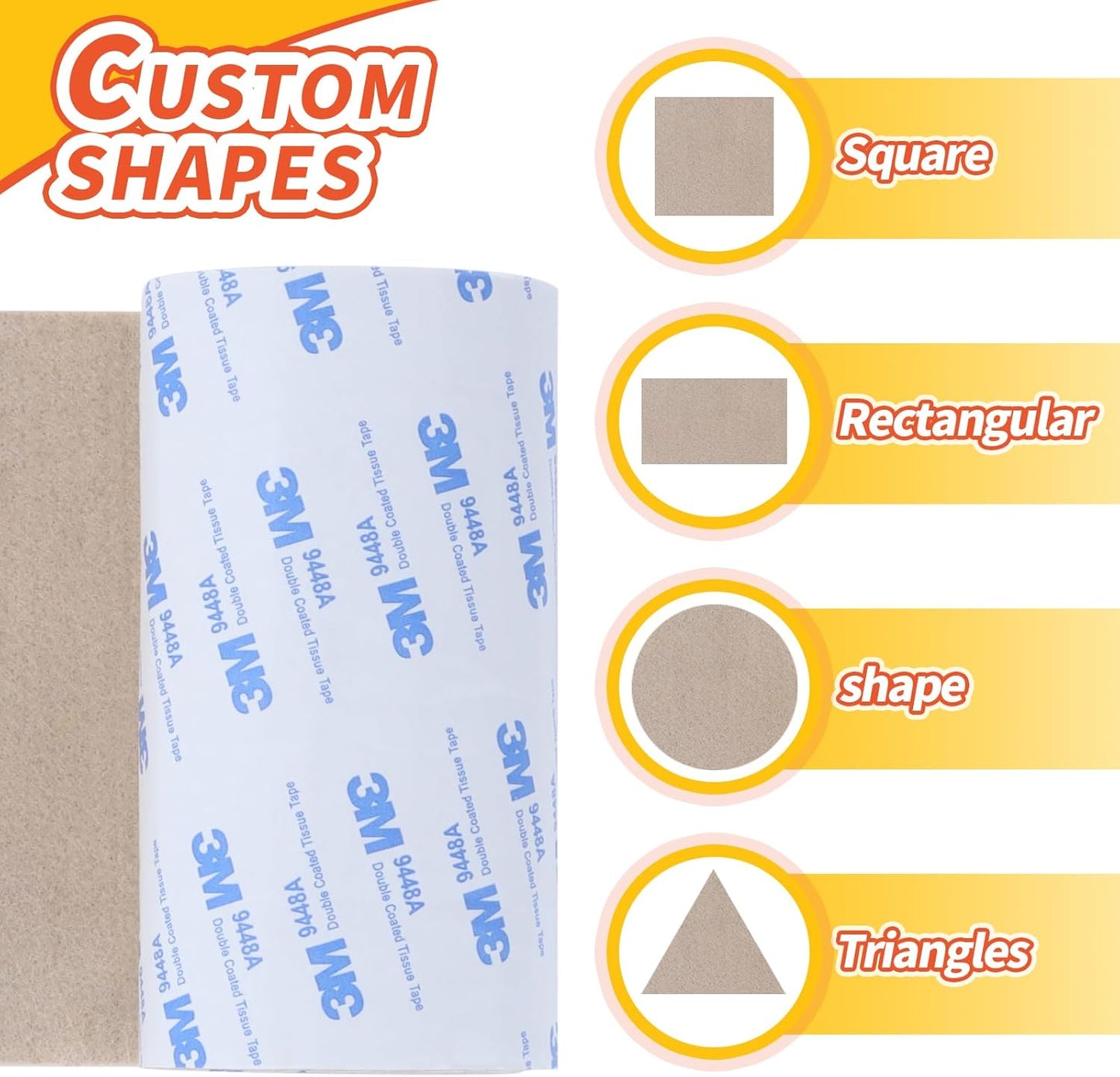 Felt Furniture Pads, Heavy Duty Felts Strip Roll with Adhesive Backing Felt Pads Furniture Feet Cuttable Felts Tape for Protecting Hardwood Floors(5 x 120 x 0.12 Inch, Beige)