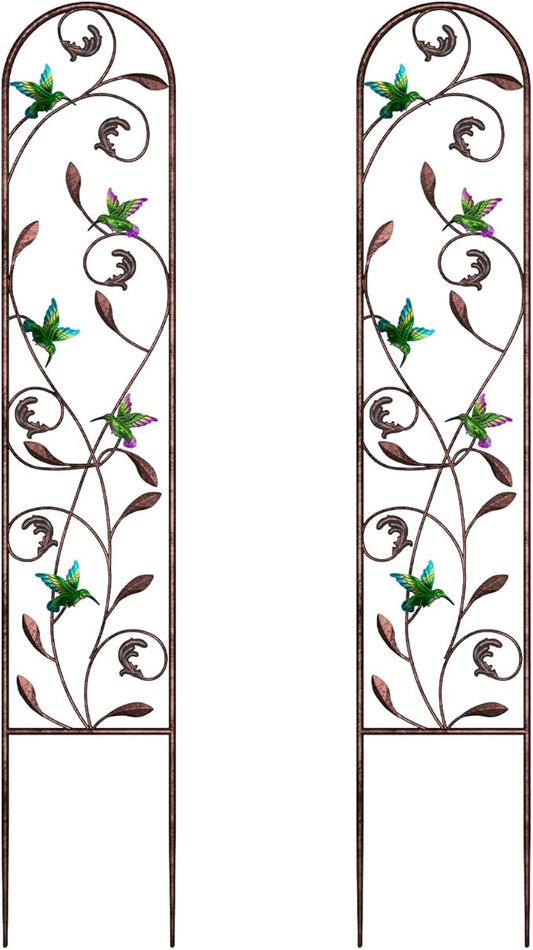 aboxoo Set of 2 Packs Hummingbird Metal Garden Trellis for Climbing Plants,Outdoor Decorative Flowers Arch Fence Trellis for Outdoor Patio,Garden,Lawn,Yard,Backyard,Wall Brackets,60'' H x 11'' W
