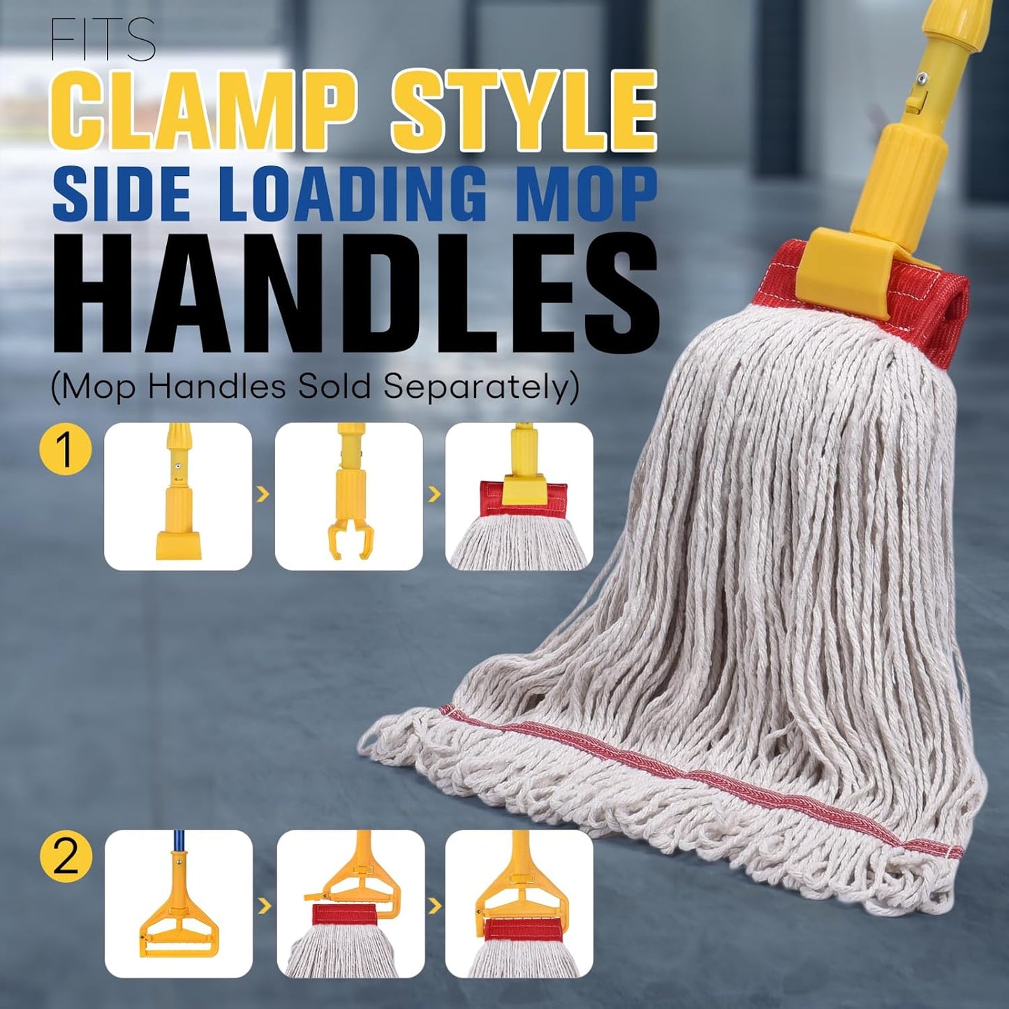 Matthew Cleaning Commercial Mop Head Replacement, 5 Inch Wide Headband, Looped End Cotton Blend String Wet Mops for Floor Cleaning, 18 oz Medium, 1-Pack White