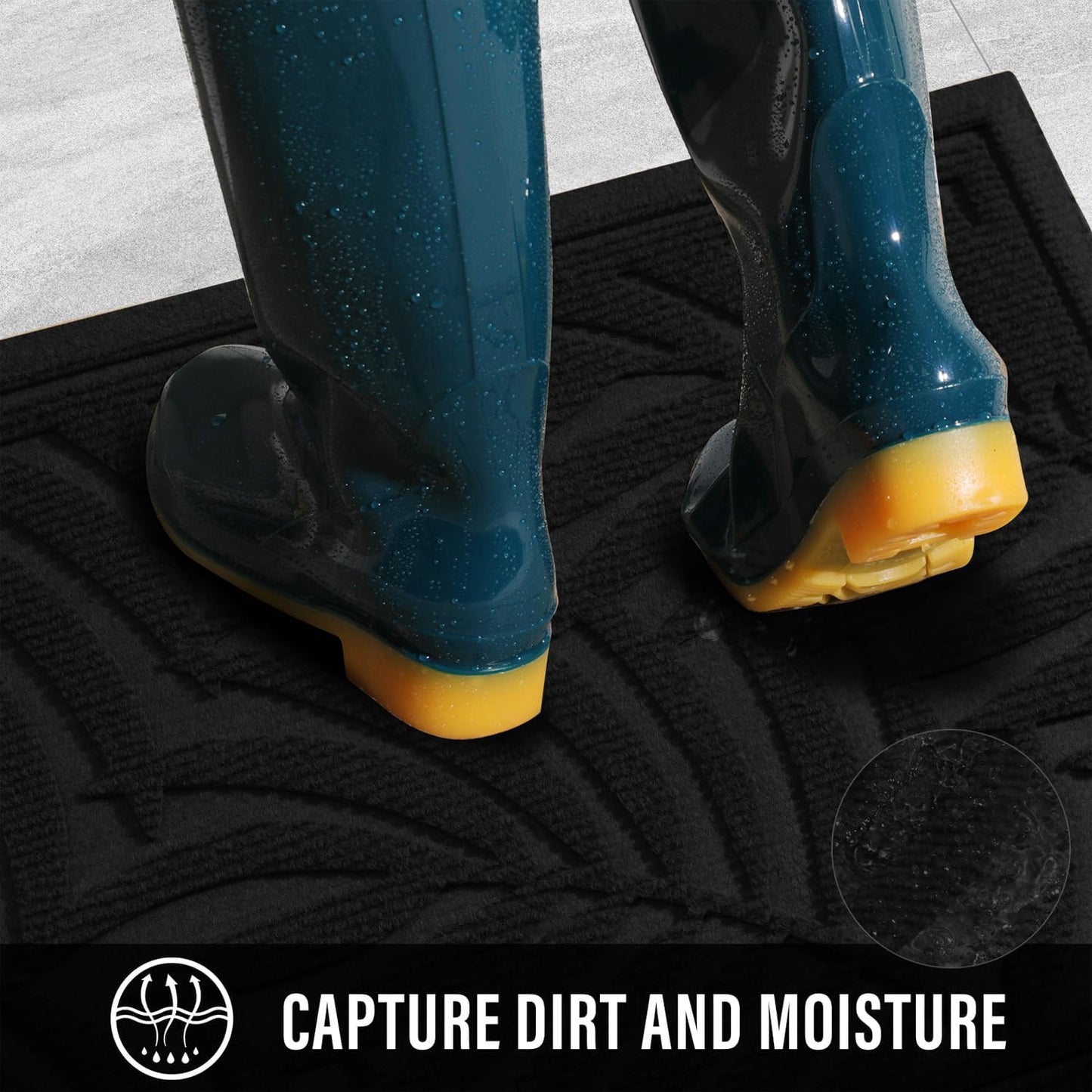 Front Door Mat, Absorbent Resist Dirt Welcome Door Mat Indoor Outdoor, Waterproof Doormat, Sturdy Non Slip Backing, Fade Resistant, Low Profile Entry Mat for Entryway, 29×17, Black