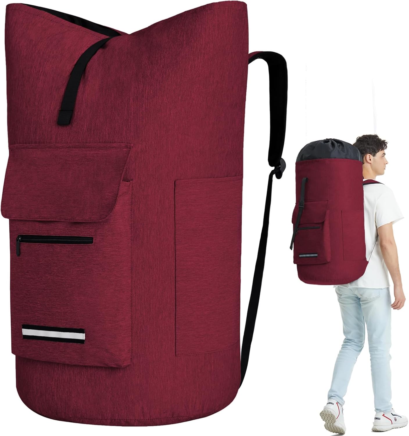 Laundry Bag With 4 Pockets，Laundry Bag With Shoulder Straps，Sturdy Laundry Backpack Heavy Duty，Large Clothes Hamper Bags 115L，College Laundromat Backpack For Dorm Room，Travel Laundry Bags XXL