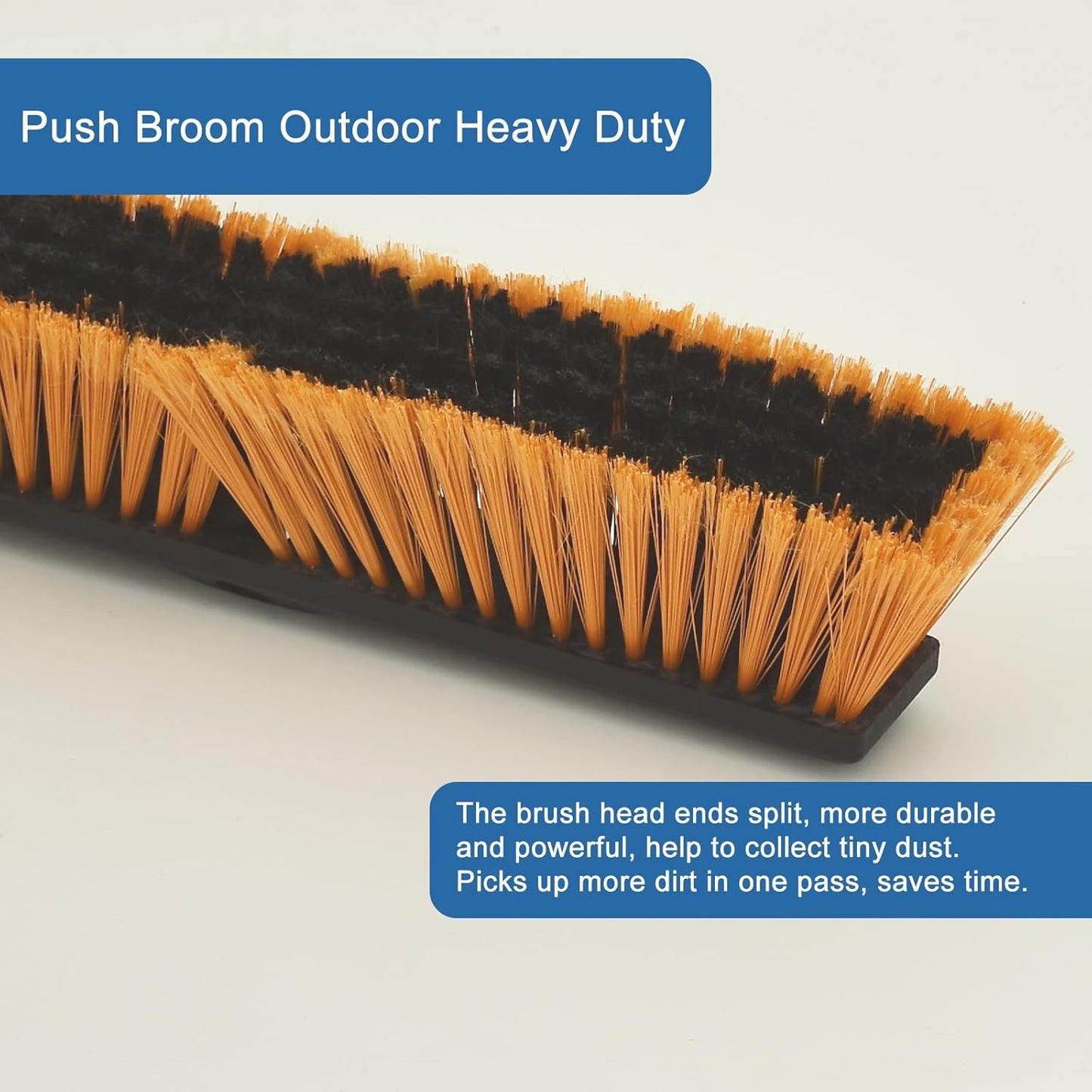 PBHEPJ 18 Inchs Push Broom Outdoor Heavy Duty, Shop Broom with 60" Long Bandle for Cleaning Outdoor or Indoor Tile, Garage, Shop, Deck, Concrete, Wood, Stone, Patio Floor